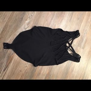 Black express tank top cross back